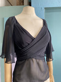 Y2K Black sheer capelet top