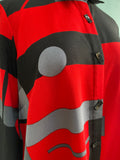 Y2K Red, Black and Gray Geo Shaped color block shirt