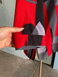 Y2K Red, Black and Gray Geo Shaped color block shirt