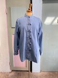 90's denim long sleeve shirt with mandarin collar