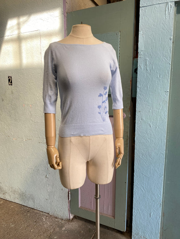 Y2K baby blue knit sweater top