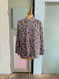 80-90's Black, White & primary  hounds tooth long sleeve shirt