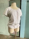 90's-Y2K White floral eyelet plus size top with peplum stretch waist