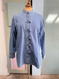 90's denim long sleeve shirt with mandarin collar