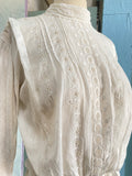 Antique French lawn white cotton blouse from the Victorian era