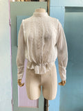 Antique French lawn white cotton blouse from the Victorian era