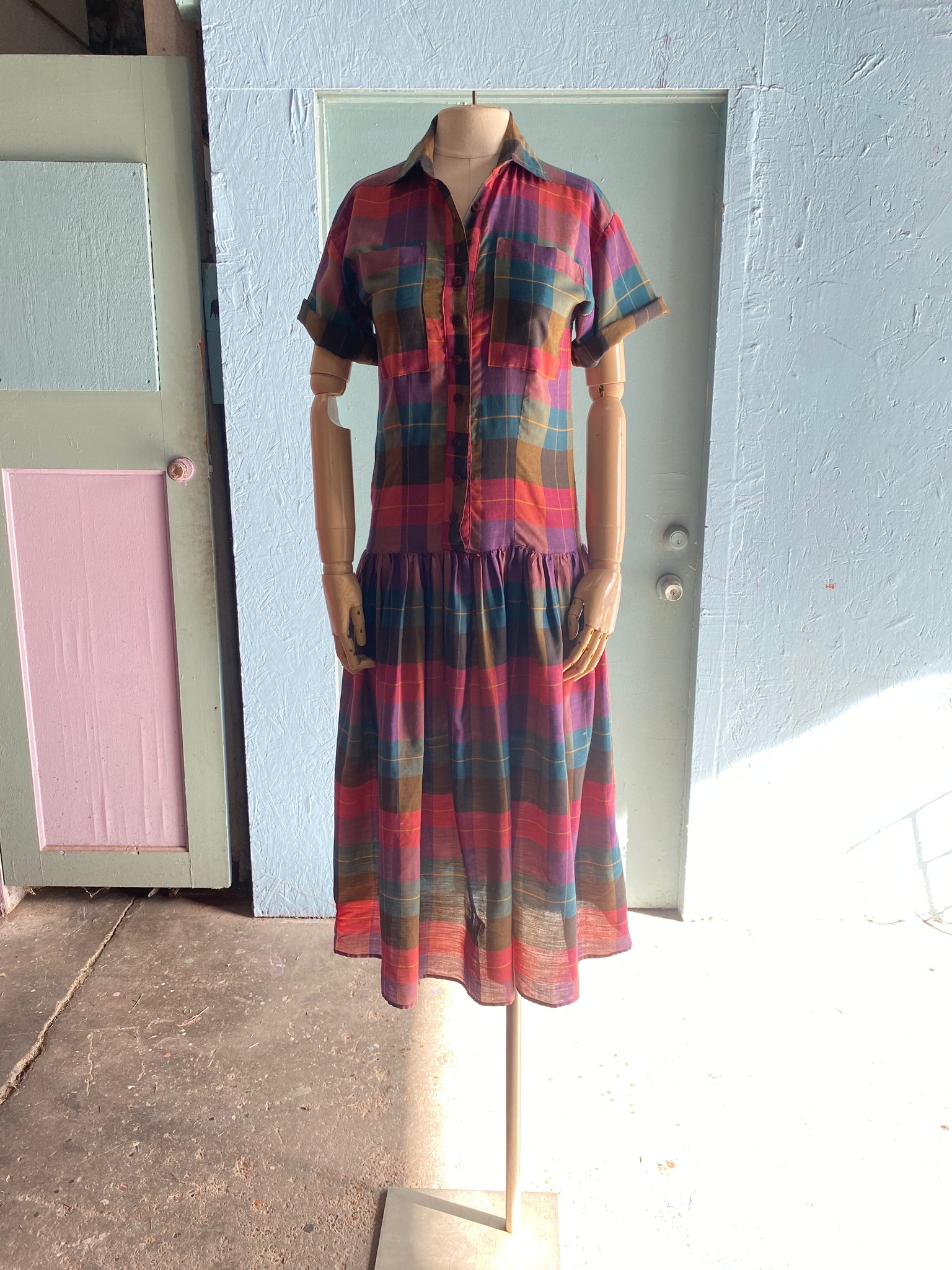 90's pink plaid drop waist dress Vida Antigua Collective 90's pink plaid drop waist dress Vida Antigua Collective