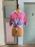 80-90's Pink & Violet pastel tie-dye Hawaiian shirt