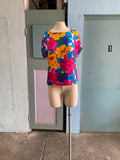 80-90's colorful tropical floral boxy top