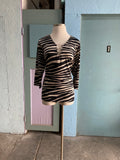 Y2K Black White zebra plus size top with silver rings