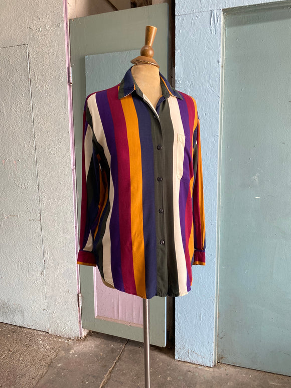 90's striped purple yellow long sleeve shirt