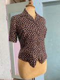 90's black short sleeve with dainty brown florals