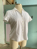 Y2k White eyelet short sleeve button down  plus size shirt