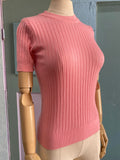 90's-Y2K bubblegum pink striped mock neck knit top