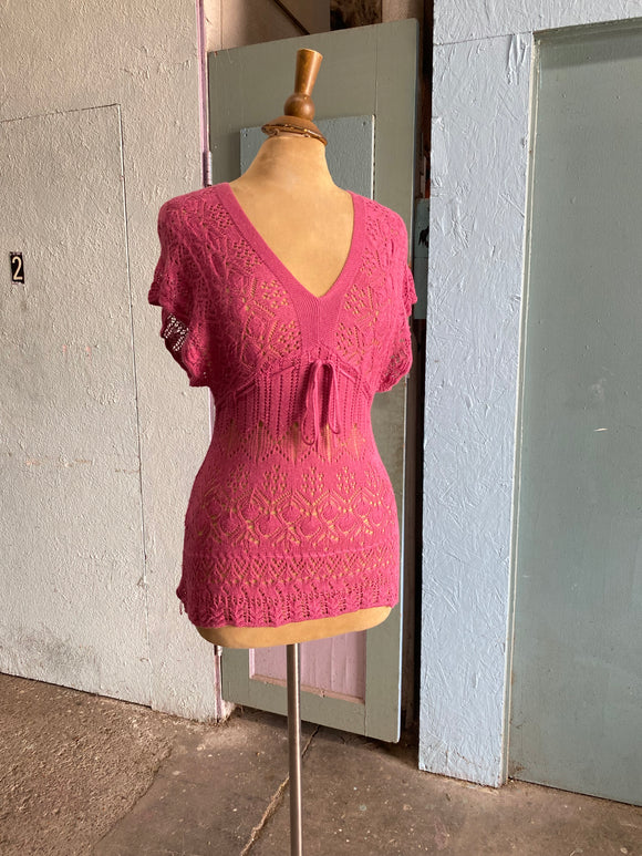 Y2K Fuchsia knit tunic top