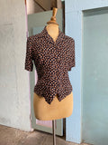 90's black short sleeve with dainty brown florals