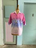 80-90's Pink & Violet pastel tie-dye Hawaiian shirt