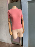 90's-Y2K bubblegum pink striped mock neck knit top