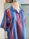 70's purple blue striped tunic top