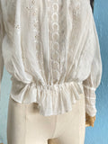 Antique French lawn white cotton blouse from the Victorian era