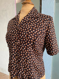 90's black short sleeve with dainty brown florals