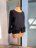 90's -Y2K black boho top with sheer layered hem