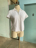 Y2k White eyelet short sleeve button down  plus size shirt