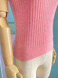 90's-Y2K bubblegum pink striped mock neck knit top