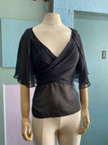 Y2K Black sheer capelet top