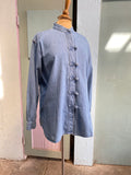 90's denim long sleeve shirt with mandarin collar