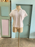 Y2k White eyelet short sleeve button down  plus size shirt