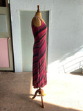 Y2K Betsey Johnson body con fuchsia & black striped dress