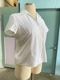 Y2k White eyelet short sleeve button down  plus size shirt