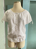 90's-Y2K White floral eyelet plus size top with peplum stretch waist