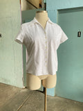 Y2k White eyelet short sleeve button down  plus size shirt