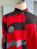 Y2K Red, Black and Gray Geo Shaped color block shirt