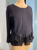 90's -Y2K black boho top with sheer layered hem