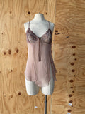 Y2K Brown sheer laced baby doll top