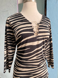 Y2K Black White zebra plus size top with silver rings