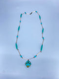 Turquoise pendant beaded ethnic necklace