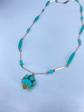 Turquoise pendant beaded ethnic necklace