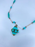 Turquoise pendant beaded ethnic necklace