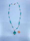 Turquoise pendant beaded ethnic necklace