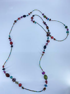 Hippie vintage glass beaded hand made necklace.