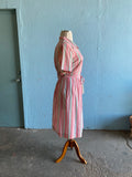 50-60's Pink striped plus size shirt dress