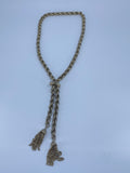 Vintage heavy twisted gold over brass spiral chain tassel necklace