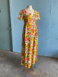 70's Psychedelic floral maxi dress