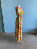 70's Psychedelic floral maxi dress