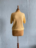 60-70's Canary Yellow knit top with brown striped trim