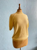 60-70's Canary Yellow knit top with brown striped trim